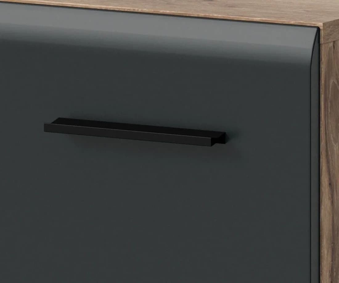 Inn.Furn Hochschrank Cover Badschrank 4-türig Schwarz und Eiche - Bild 4