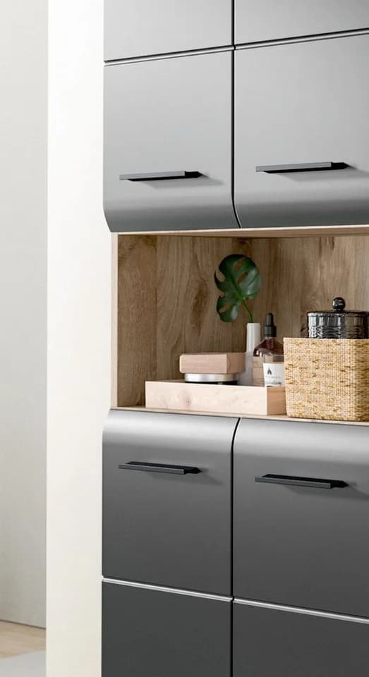 Inn.Furn Hochschrank Cover Badschrank 4-türig Schwarz und Eiche - Bild 5