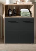 Inn.Furn Badkommode Cover Badschrank Schwarz und Eiche 2-türig 60 x 80 cm Bild 1