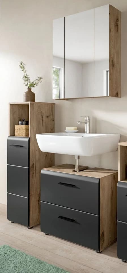 Inn.Furn Badkommode Cover Badschrank Schwarz Nox Eiche - Bild 3