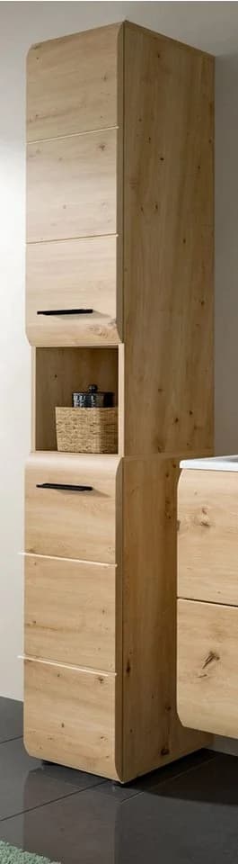 Inn.Furn Hochschrank Cover Badschrank Eiche Artisan 2-türig
