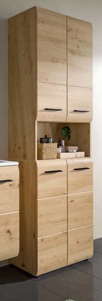 Inn.Furn Hochschrank Cover Badschrank Eiche Artisan 4-türig