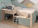 Parisot Jugendzimmer-Set Matre Stauraumbett mit Schreibtisch Eiche/Salbei Grün Bild 3