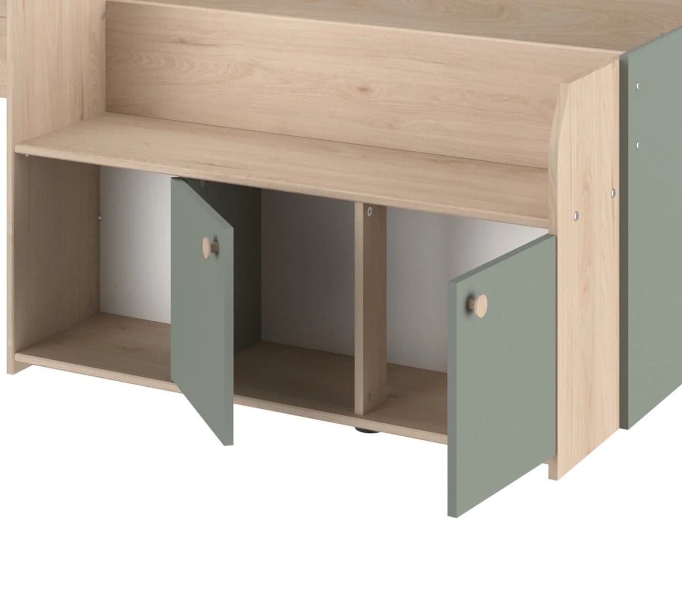 Parisot Jugendzimmer-Set Matre Stauraumbett mit Schreibtisch Eiche/Salbei Grün - Bild 5