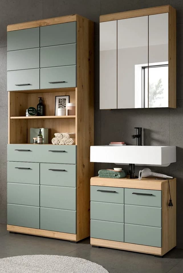 Inn.Furn Badmöbel-Set Shawn 3-teilig Salbeigrün Eiche - Bild 2