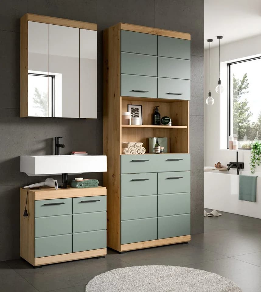Inn.Furn Badmöbel-Set Shawn 3-teilig Salbeigrün Eiche - Bild 3