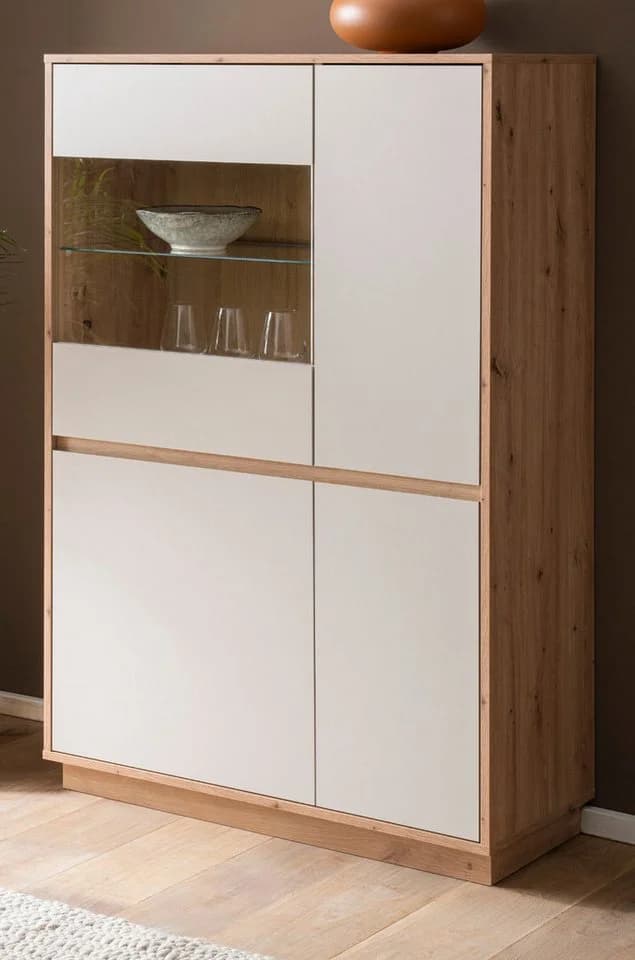 Furn.Design Highboard Kiruma Vitrine Kaschmir/Sand Artisan Eiche Soft-Close - Bild 2