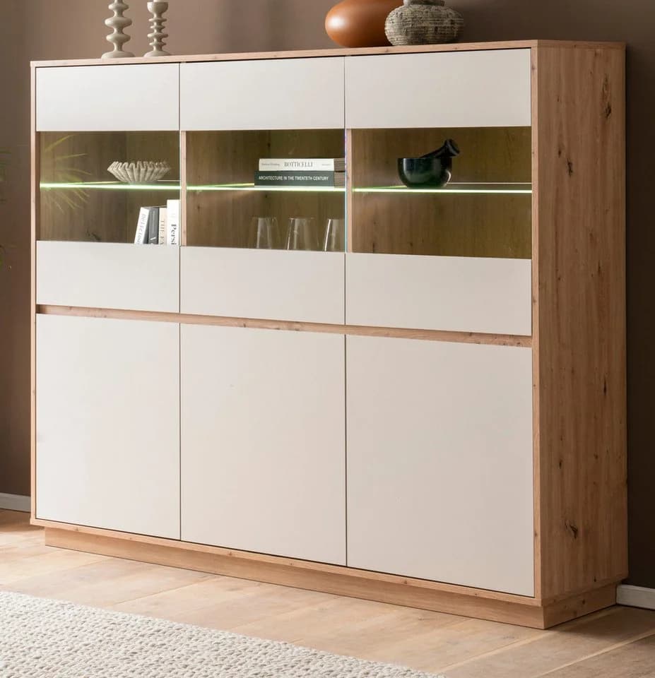Furn.Design Highboard Kiruma 6-türig Soft-Close Kaschmir Sand Artisan Eiche - Bild 2