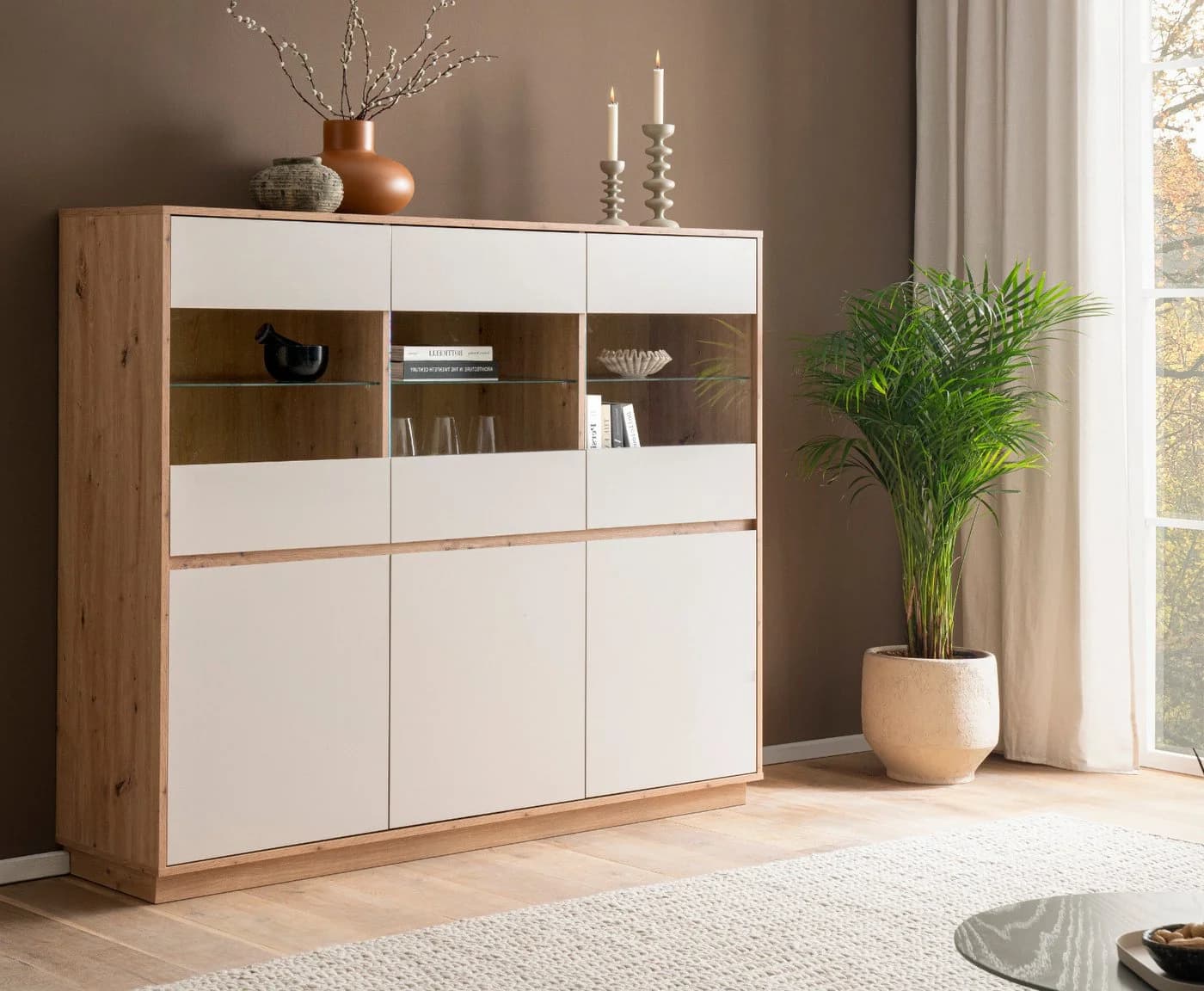 Furn.Design Highboard Kiruma 6-türig Soft-Close Kaschmir Sand Artisan Eiche - Bild 3