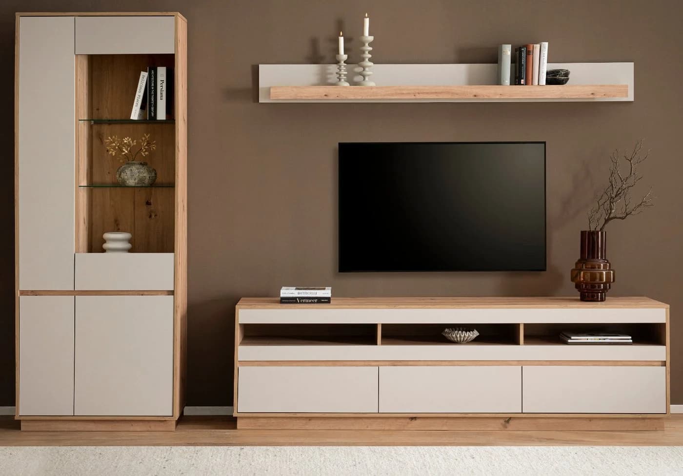 Furn.Design Wohnwand Kiruma 3-teilig Kaschmir Sand Eiche Artisan Soft-Close