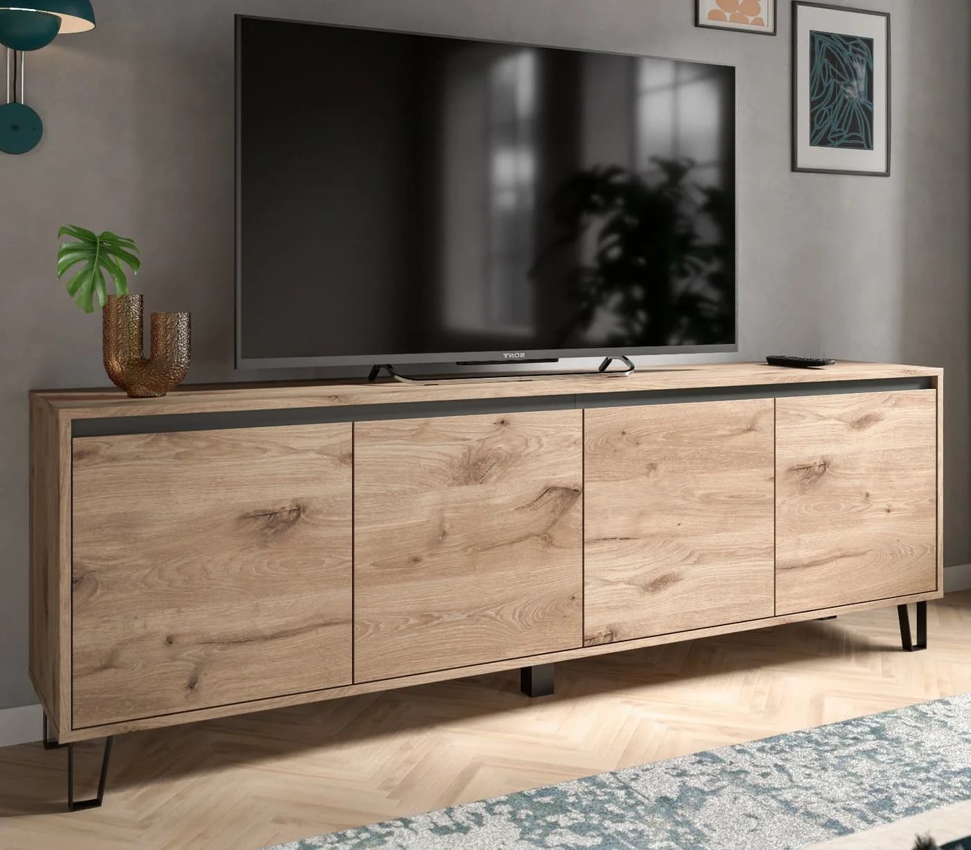 Inn.Furn Lowboard Delio TV Unterschrank Eiche Grau 184x64 cm - Bild 5