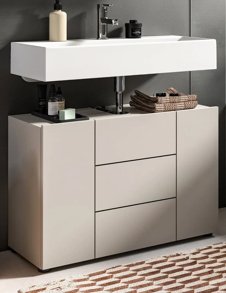 Inn.Furn Waschbeckenunterschrank Larik 80 cm Beige Schwarz Modern