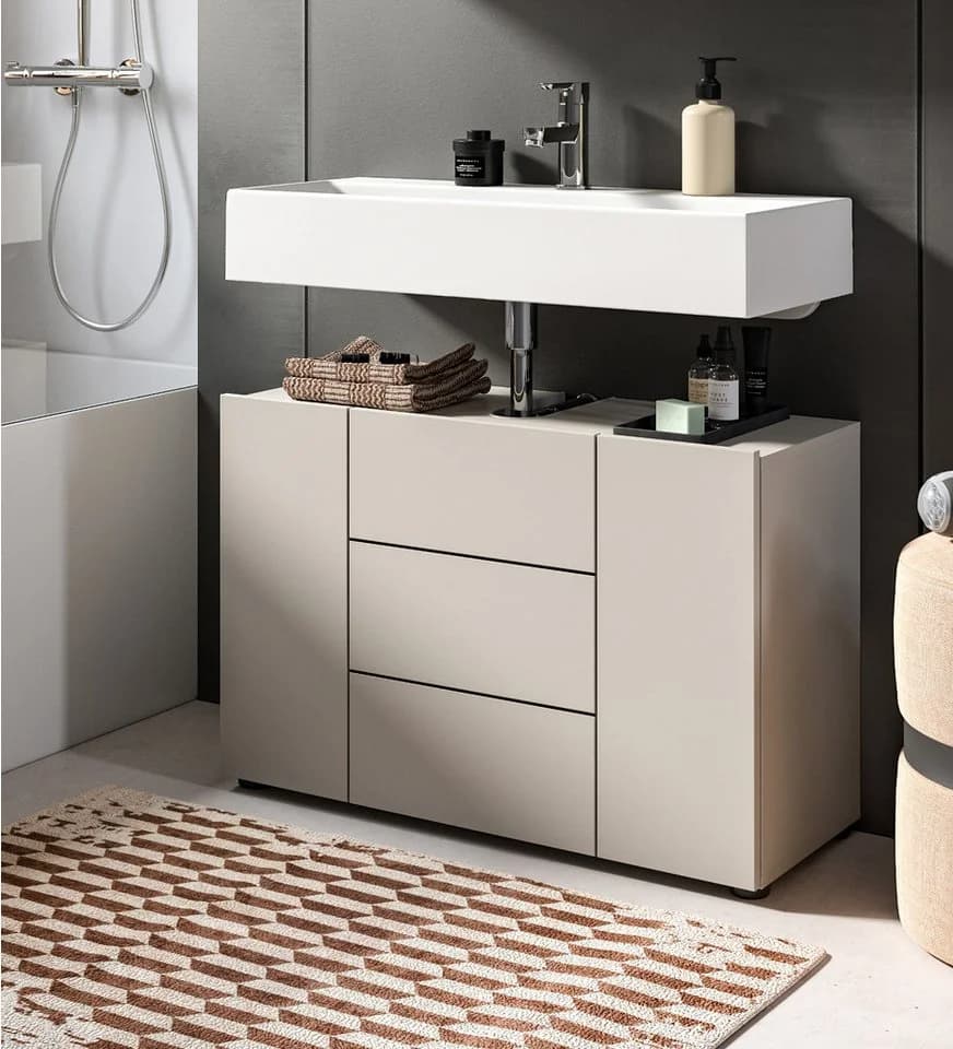 Inn.Furn Waschbeckenunterschrank Larik 80 cm Beige Schwarz Modern - Bild 3