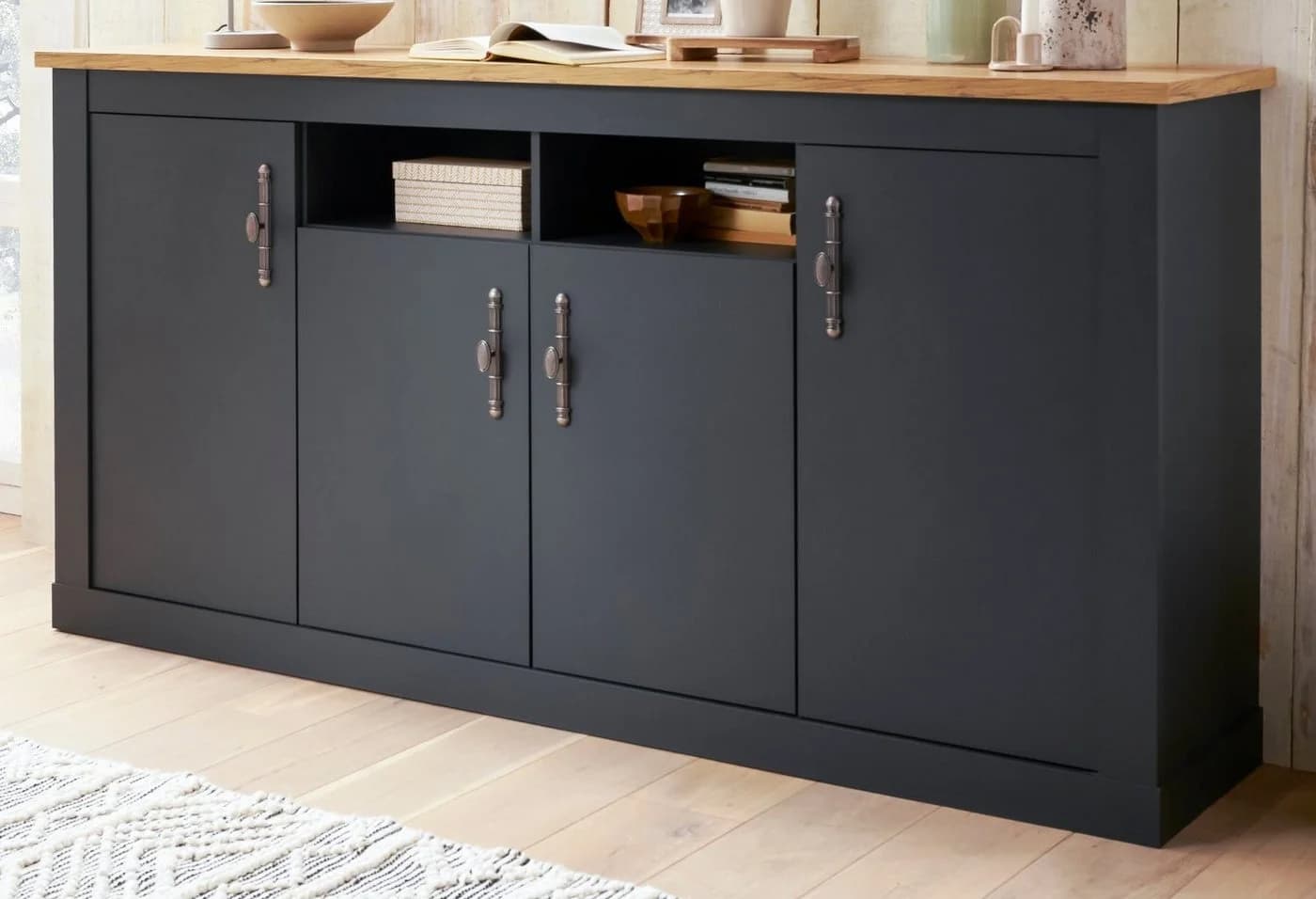 Furn.Design Sideboard Ribera Grau Wotan Eiche 4-türig Soft-Close - Bild 2
