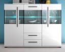Furn.Design Highboard Design-D Weiß Hochglanz 3-türig mit Vitrinenglas Bild 1