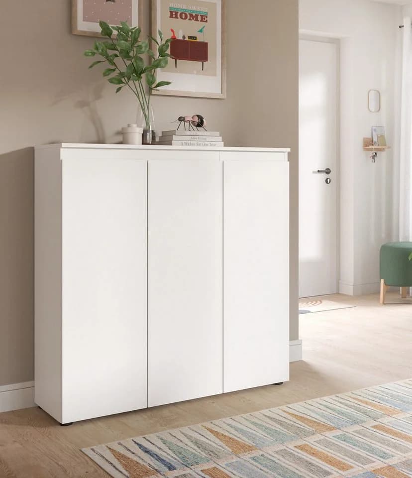 Inn.Furn Kombikommode Assino Weiß 3-türig mit 10 Fächern