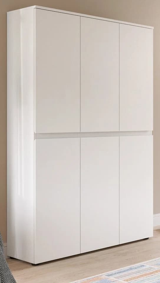 Inn.Furn Mehrzweckschrank Assino Weiß 6-türig mit Kleiderstange
