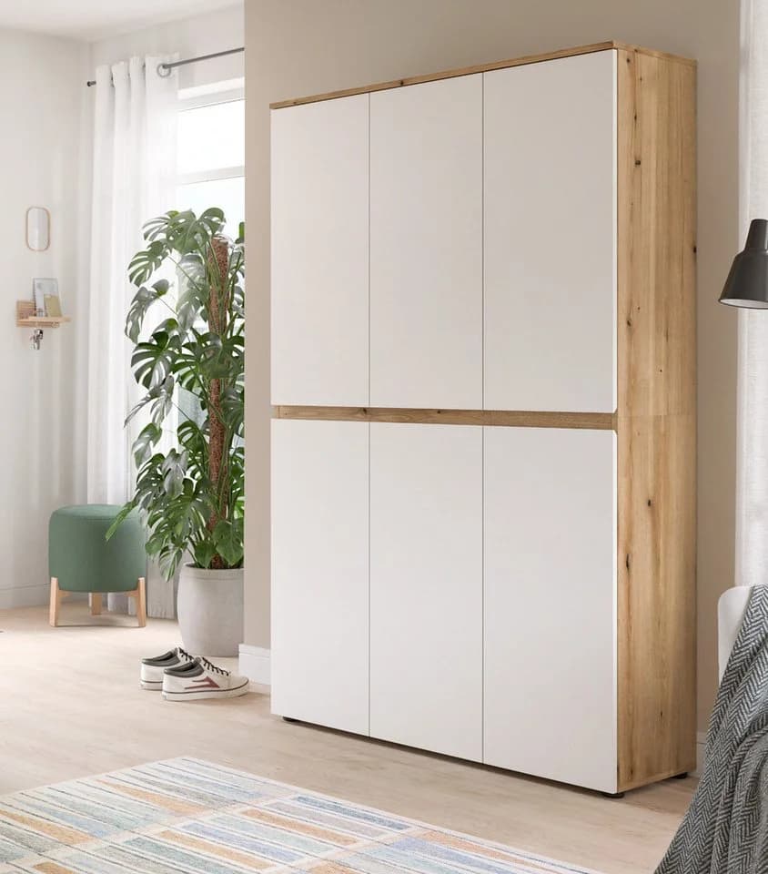 Inn.Furn Mehrzweckschrank Assino Weiß Eiche 6-türig - Bild 4