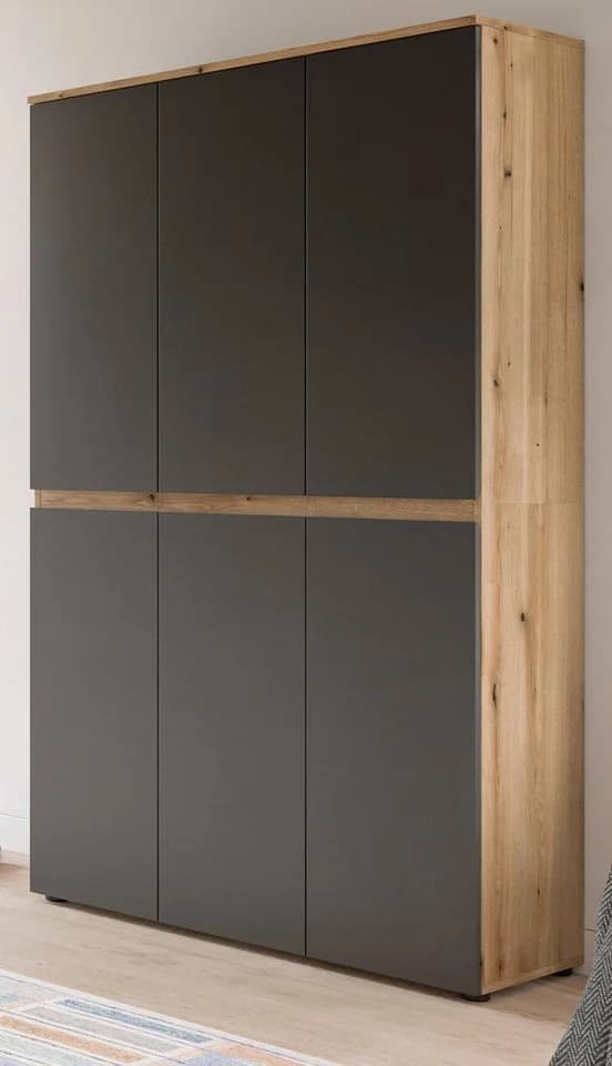 Inn.Furn Mehrzweckschrank Assino Grau Eiche 6-türig mit Kleiderstange - Bild 2