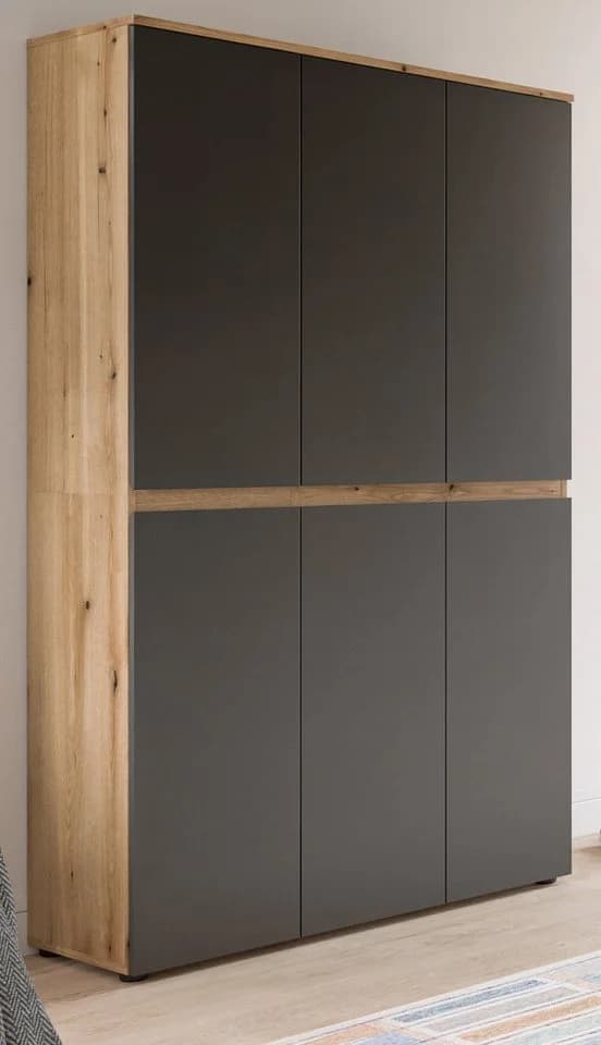 Inn.Furn Mehrzweckschrank Assino Grau Eiche 6-türig mit Kleiderstange - Bild 5