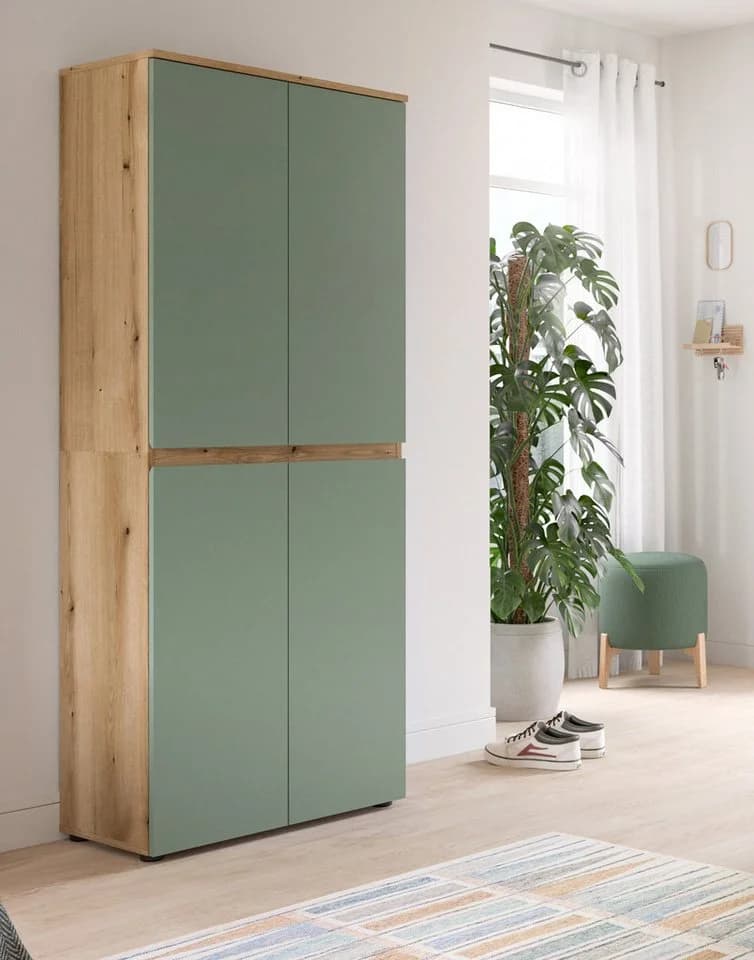 Inn.Furn Mehrzweckschrank Assino Grün Eiche 4-türig