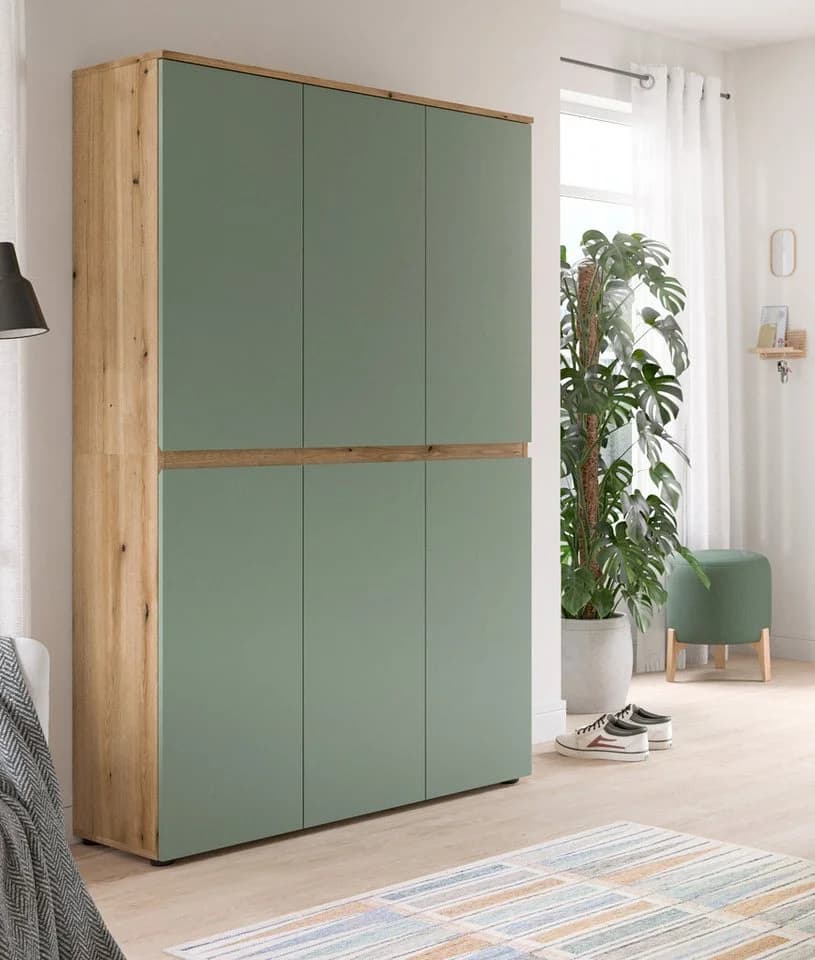 Inn.Furn Mehrzweckschrank Assino 6-türig Grün Eiche
