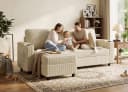 HOMALL Ecksofa L-Form Schlafsofa Cord Beige mit Stauraum Bild 3