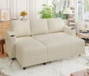 GUNJI Ecksofa Multifunktionales L-Form Schlafsofa aus Cord Beige Bild 3