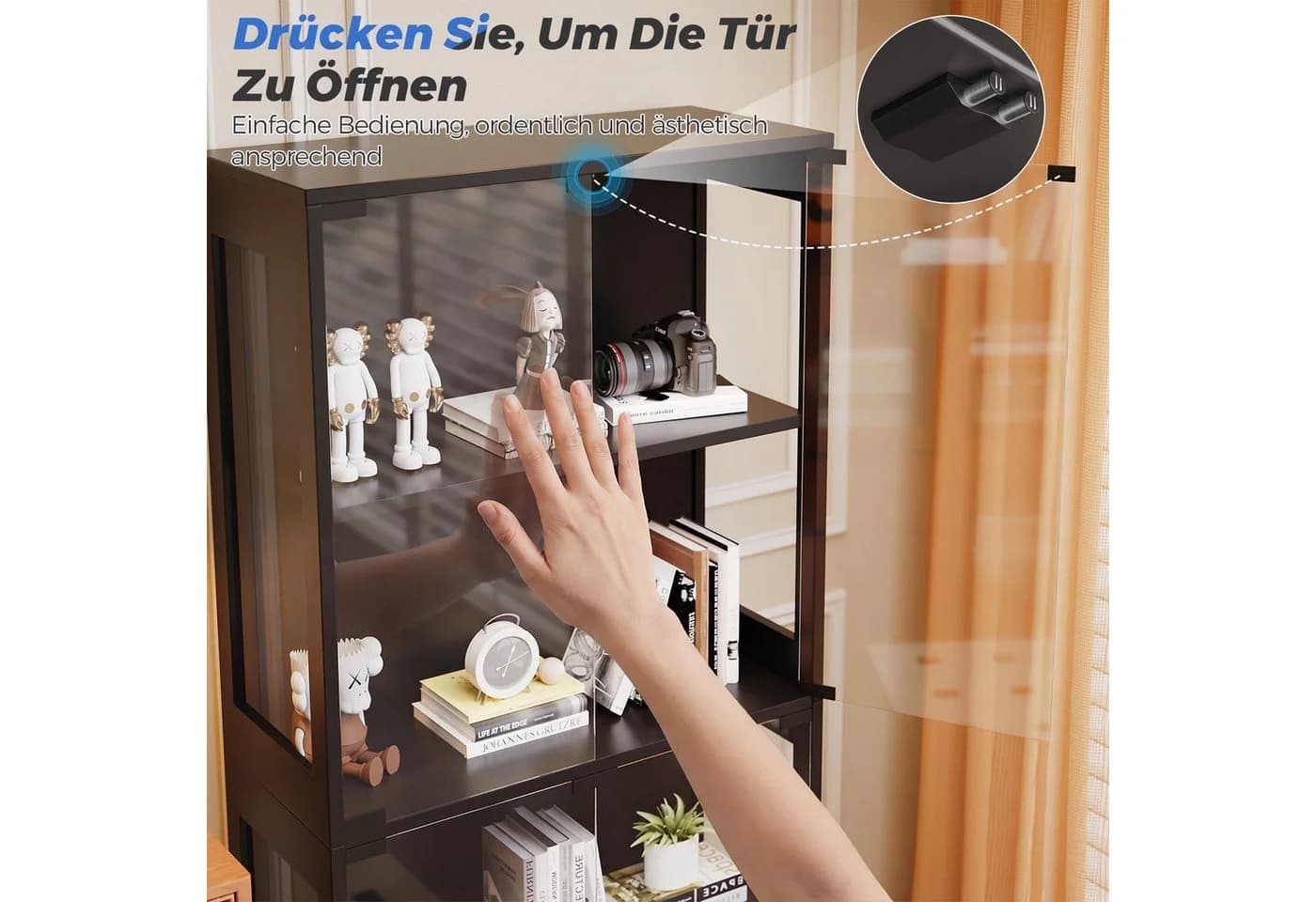 GUNJI Glasvitrine mit RGB-LED-Beleuchtung Schwarz - Bild 5
