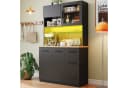 GUNJI Küchenbuffet Schwarz/Weiß mit LED-Beleuchtung und Steckdosen Bild 1