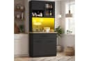 HOMALL Küchenbuffet Geschirrschrank Weiß mit LED-Beleuchtung und Steckdose Bild 1