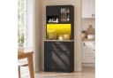 HOMALL Küchenbuffet Geschirrschrank Weiß mit LED-Beleuchtung und Steckdose Bild 2