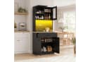 HOMALL Küchenbuffet Geschirrschrank Weiß mit LED-Beleuchtung und Steckdose Bild 3