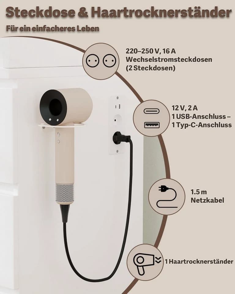 HOMALL Schminktisch mit LED-Spiegel, 7 Schubladen und Steckdosenleiste - Bild 5
