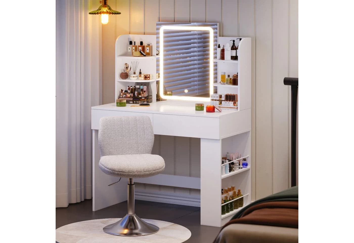 HOMALL Schminktisch Set mit LED-Beleuchtung und 3 Hocker - Bild 3