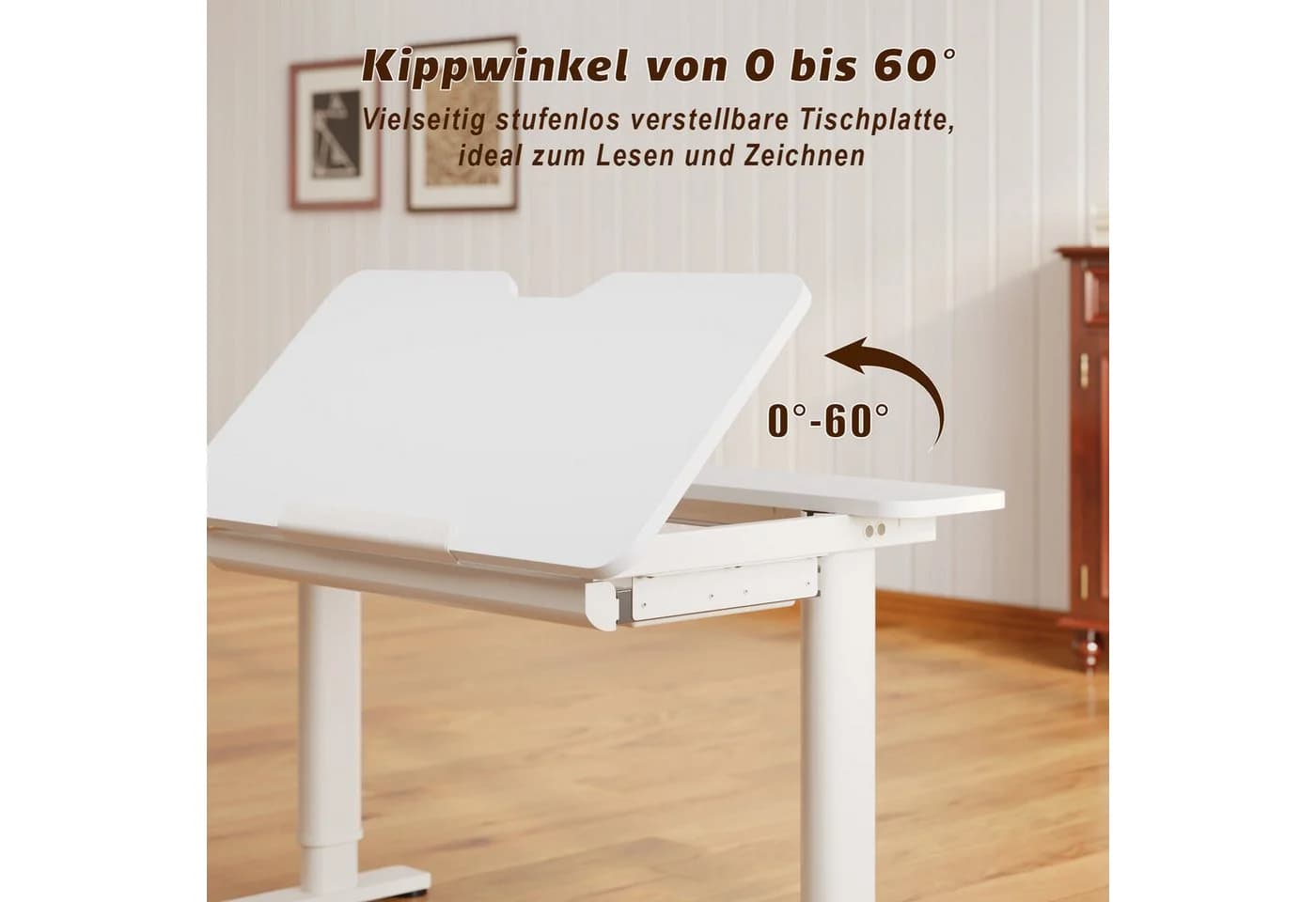 HOMALL Kinderschreibtisch weiß höhenverstellbar mit neigbarer Tischplatte - Bild 5