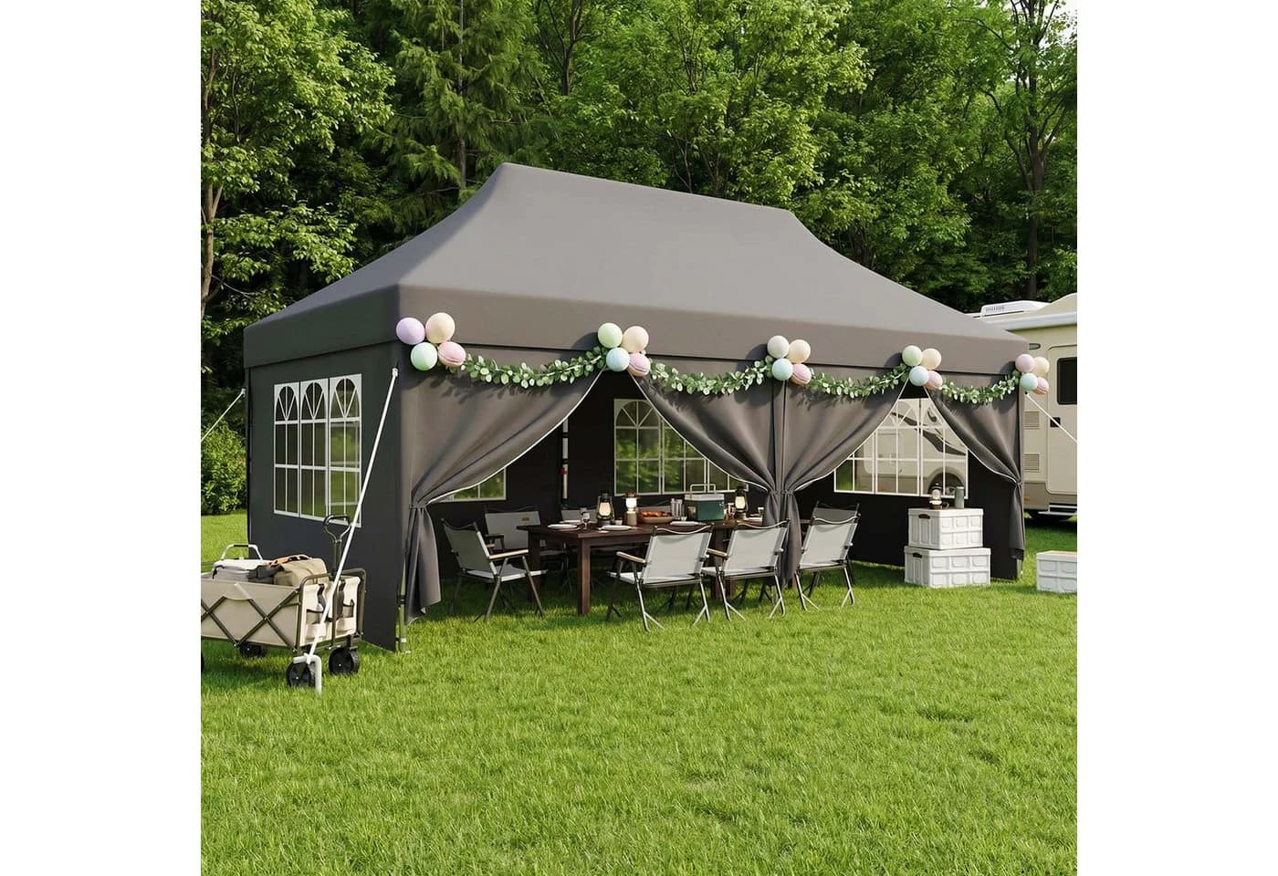 HOMALL Faltpavillon Pop-Up Partyzelt Grau Beige wasserdicht