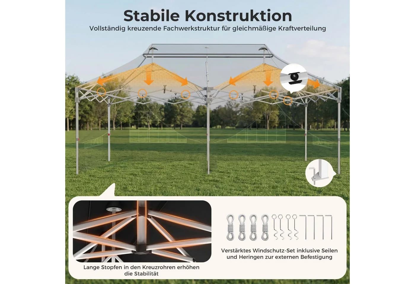 HOMALL Faltpavillon Pop-Up Partyzelt Grau Beige wasserdicht - Bild 4