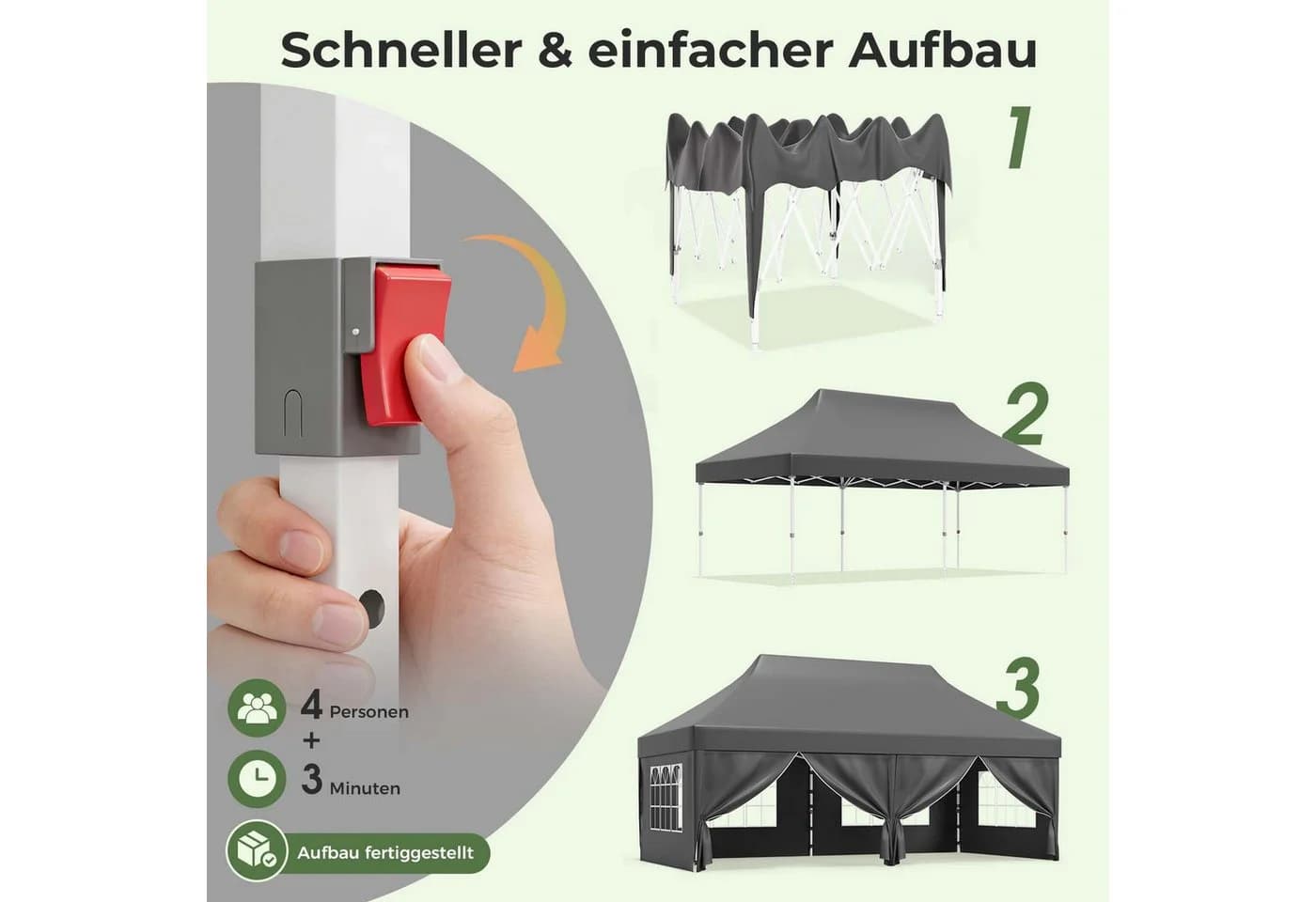 HOMALL Faltpavillon Pop-Up Partyzelt Grau Beige wasserdicht - Bild 5