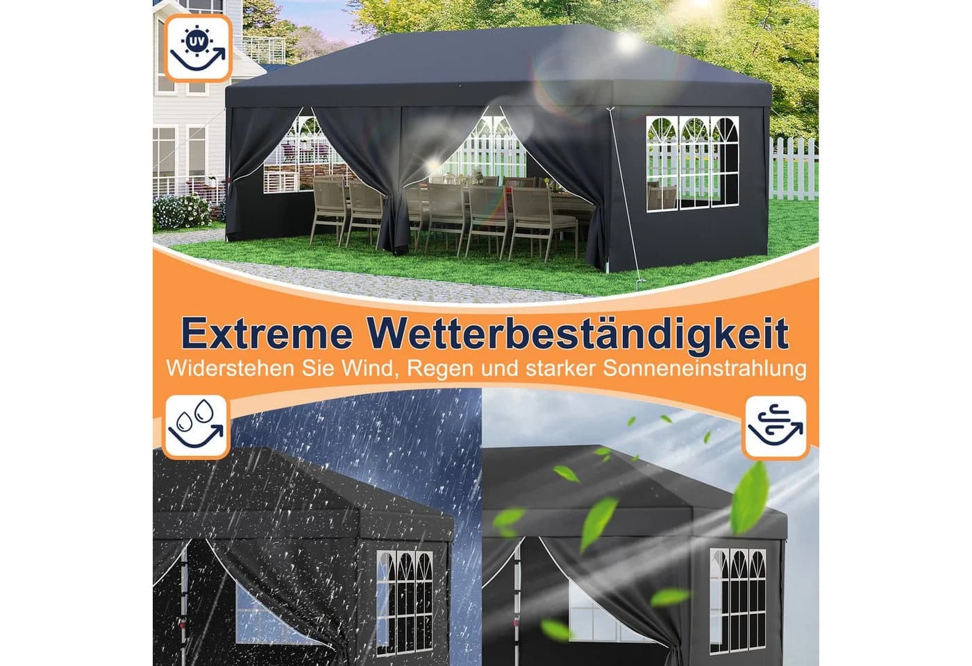 HOMALL Faltpavillon 3x6m Grau Wasserdicht Gartenzelt - Bild 5