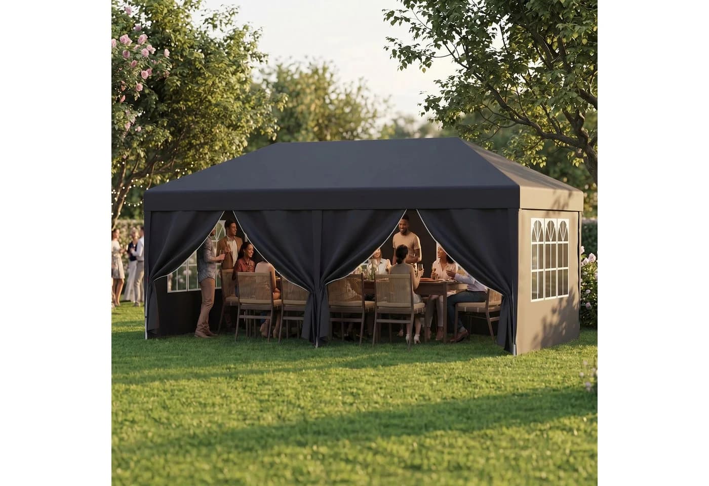 GUNJI Faltpavillon 3x6m Pop-up Partyzelt grau/schwarz wetterfest - Bild 2