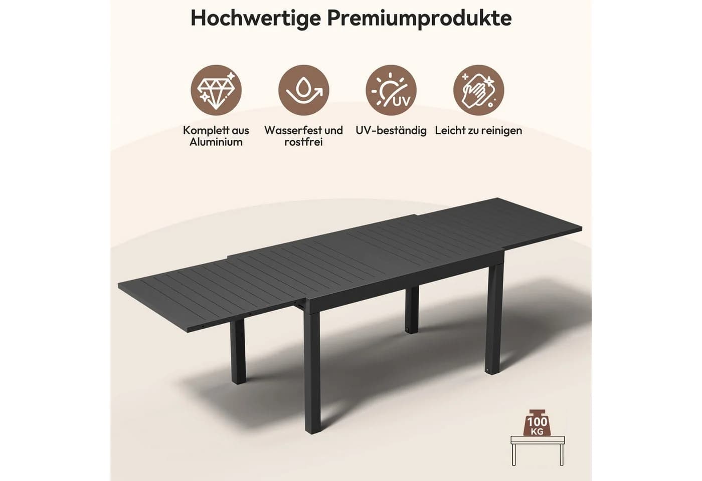 Furnicopia Garten-Essgruppe 7-tlg. Grau/Braun Aluminium - Bild 5