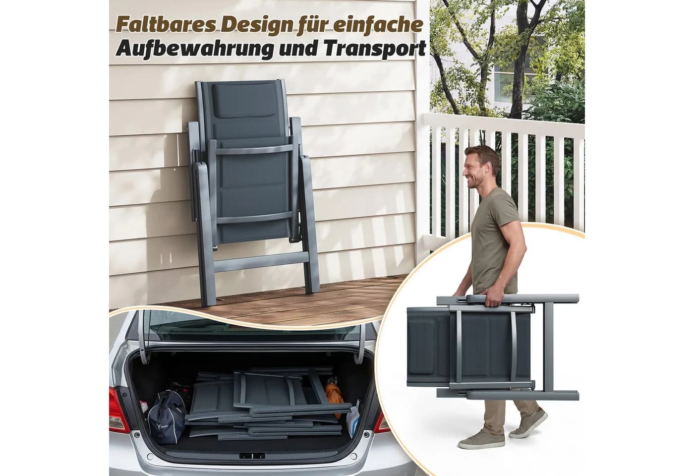 HOMALL Klappstuhl Aluminium mit Armlehnen 2er Set - Bild 3