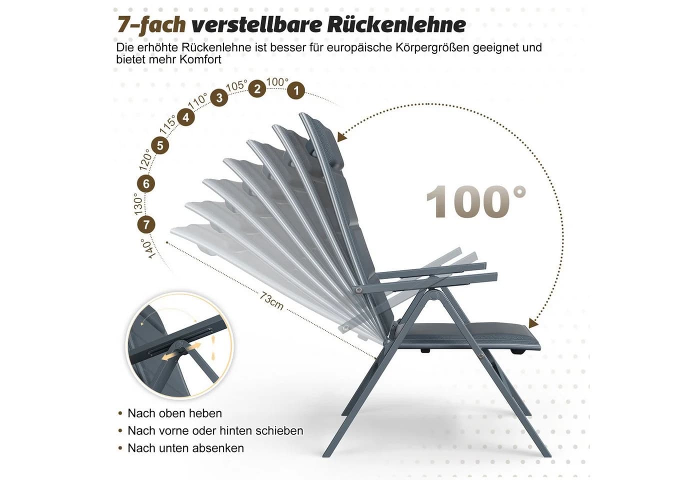 HOMALL Klappstuhl Aluminium mit Armlehnen 2er Set - Bild 4