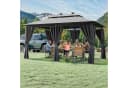 HOMALL Gartenpavillon 3x4m Grau mit LED-Solarleuchten & 6 Seitenwänden Bild 2
