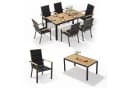 HOMALL Garten-Essgruppe 7-tlg. Aluminium Holzoptik Grau Beige Bild 1