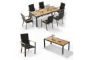HOMALL Garten-Essgruppe 7-tlg. Aluminium Tisch mit Holzoptik Grau/Beige Bild 1