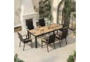 HOMALL Garten-Essgruppe 7-tlg. Aluminium Tisch mit Holzoptik Grau/Beige Bild 2
