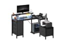 HOMALL Gaming-Schreibtisch mit Stauraum, USB-Anschlüssen und LED-Beleuchtung Bild 2