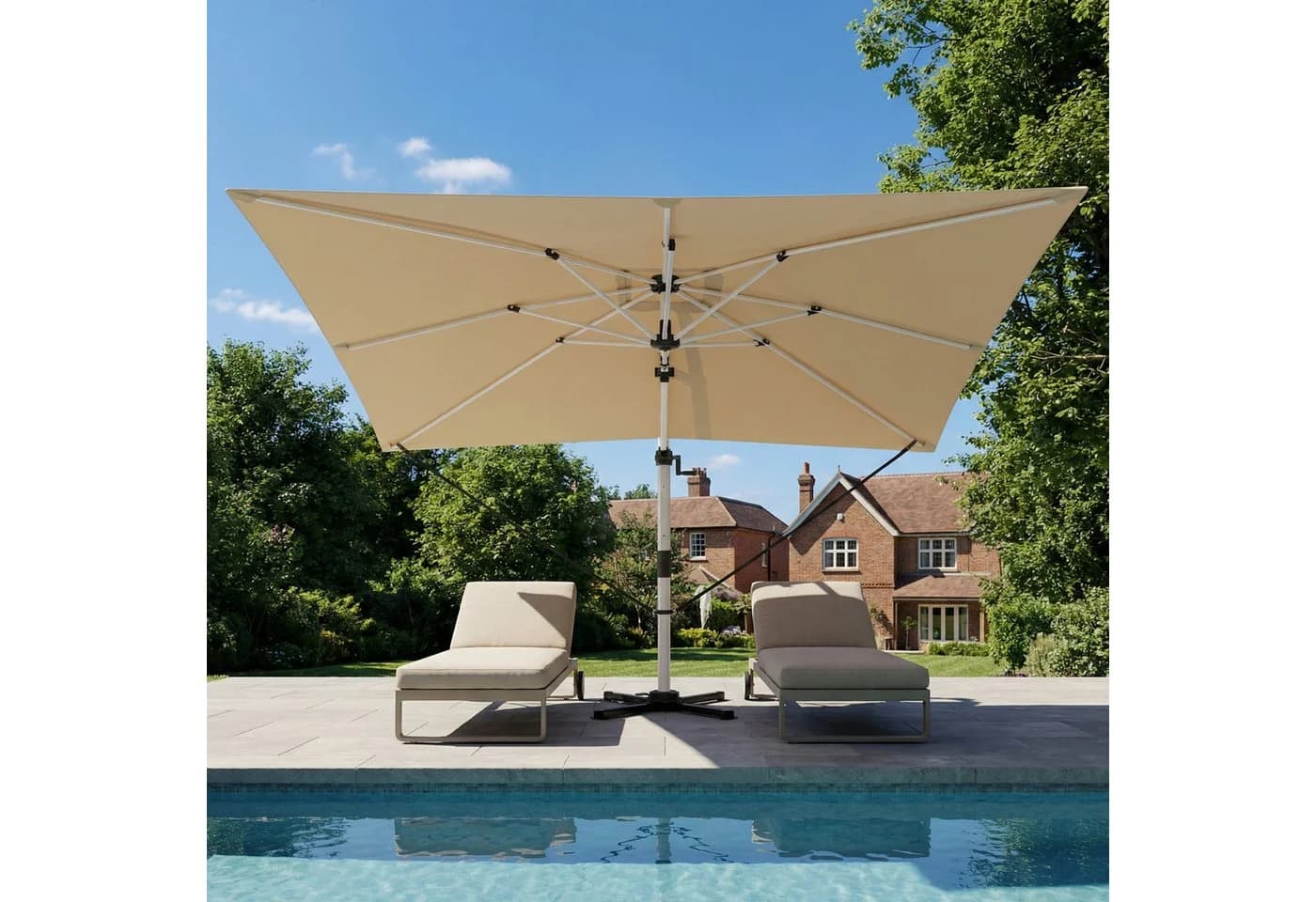 HOMALL Sonnenschirm 300x400 cm Ampelschirm Beige Grau UV-Schutz 50+
